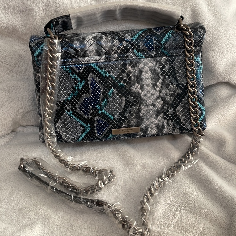 Kurt Geiger Snake Print Leather Kensington X Bag - Picture 4 of 9